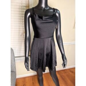 NWT Black Cowl Neck Skater Dress with Built-in Shorts Mini Party Dress